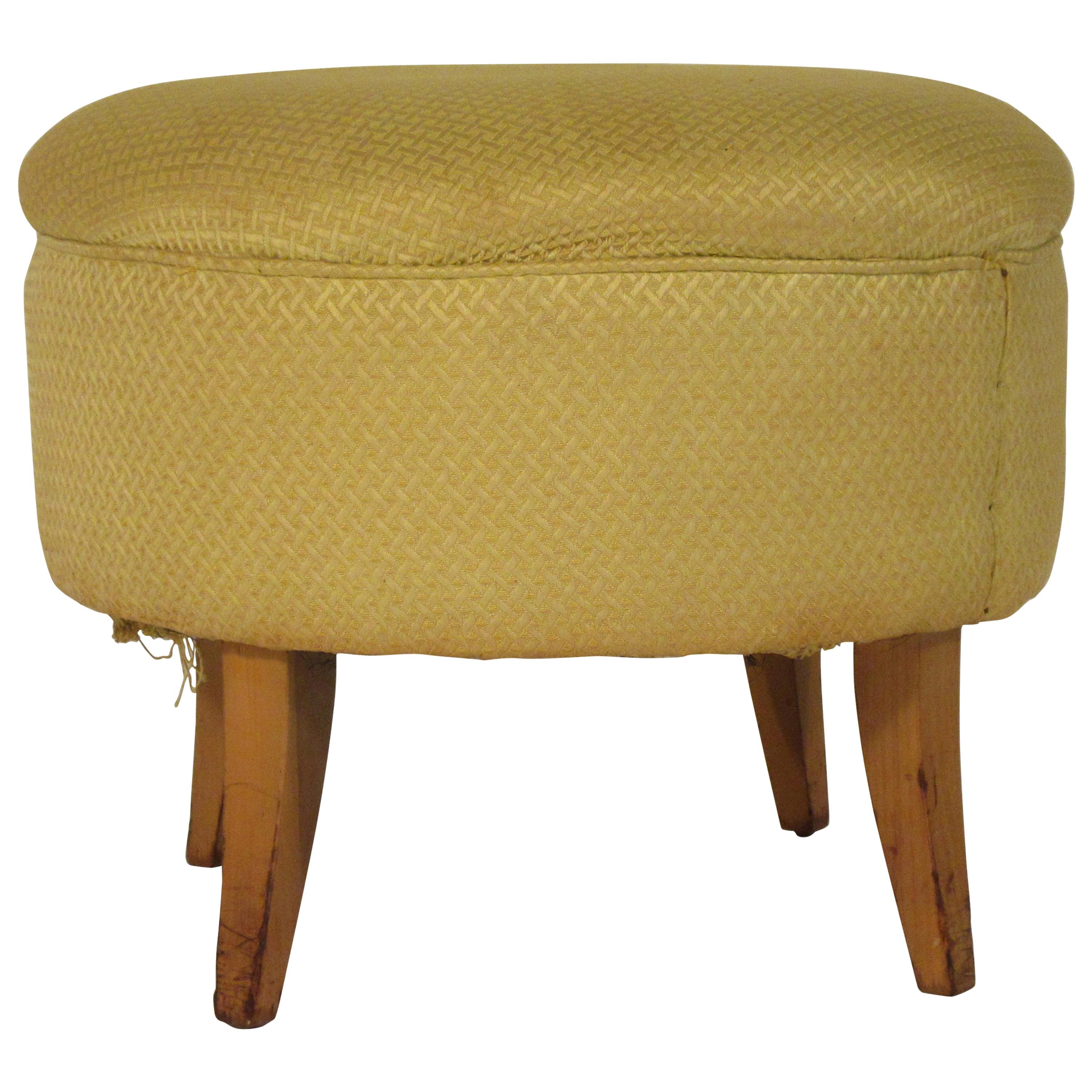 1950s Upholstered Ottoman For Sale