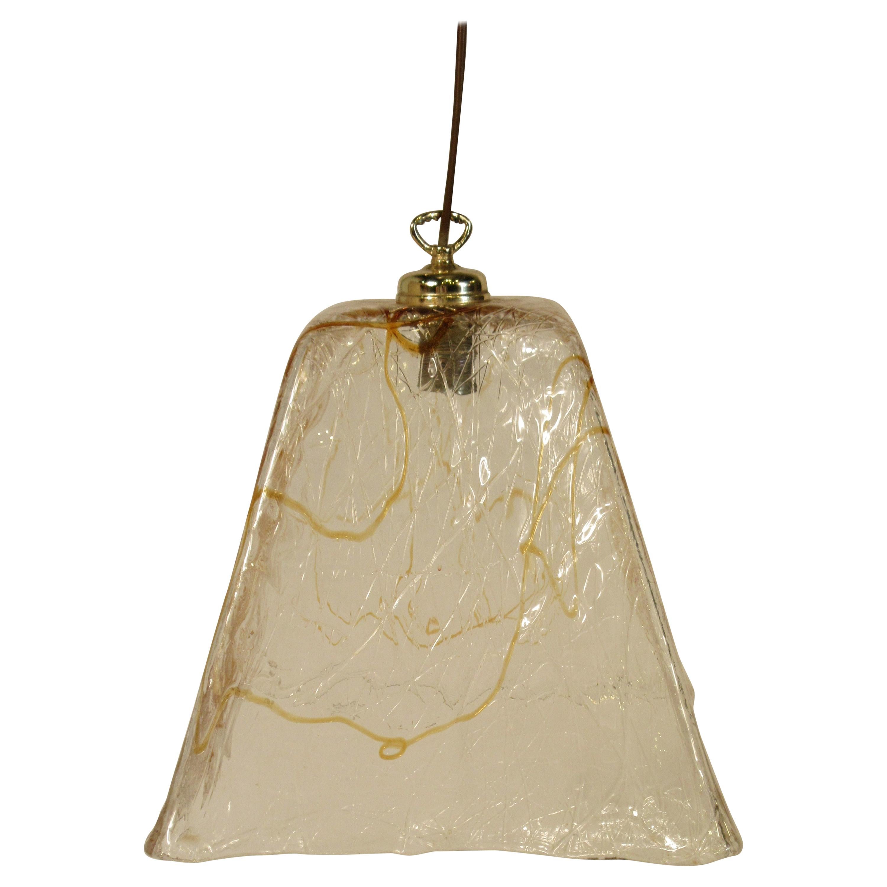 1970s Italian Icicle Glass Fixture with Amber Streaks