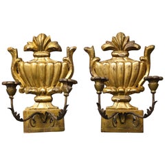 Pair of Italian Silver Gilt Sconces