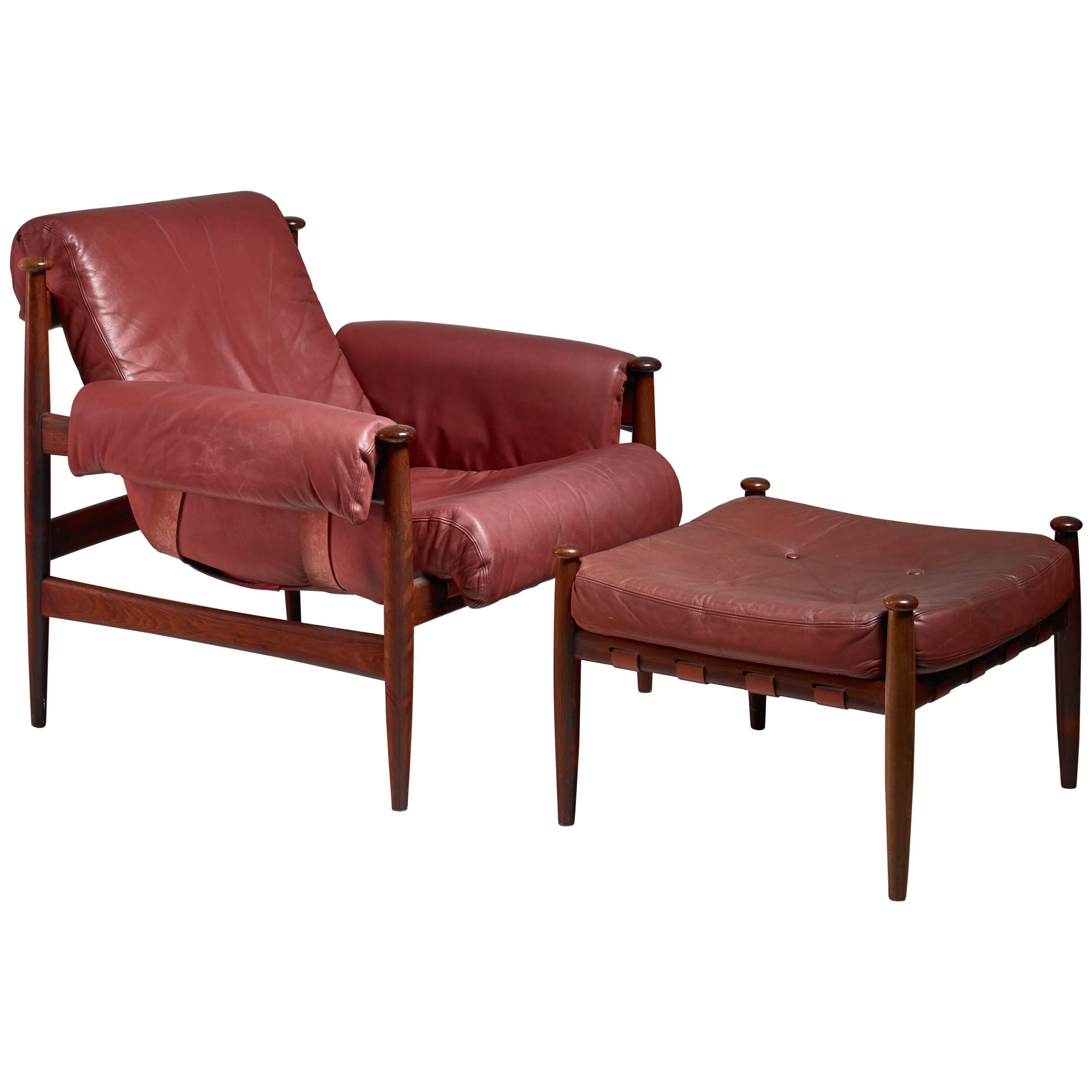Eric Merthen Lounge Chair with Ottoman, Sweden, 1960s