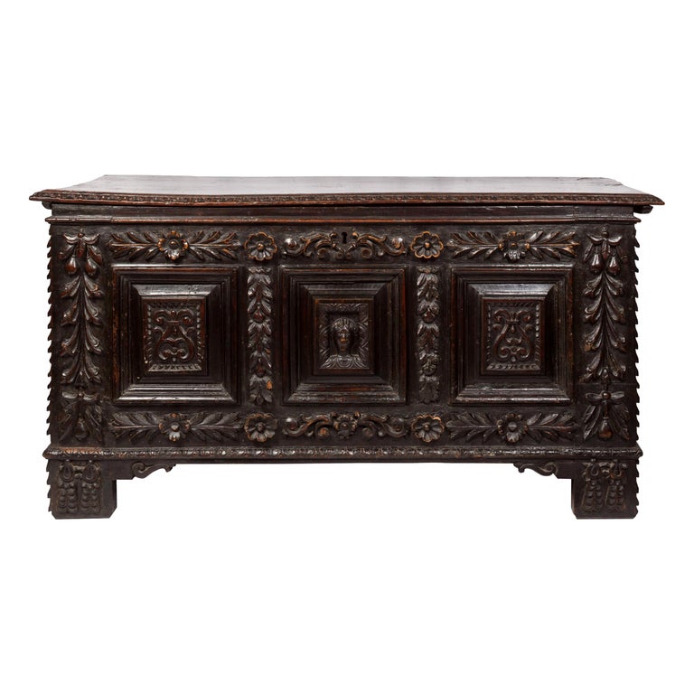 17th Century Italian Cassone Wedding Chest For Sale at 1stDibs