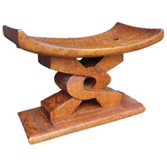 1990s African Style Wooden Stool