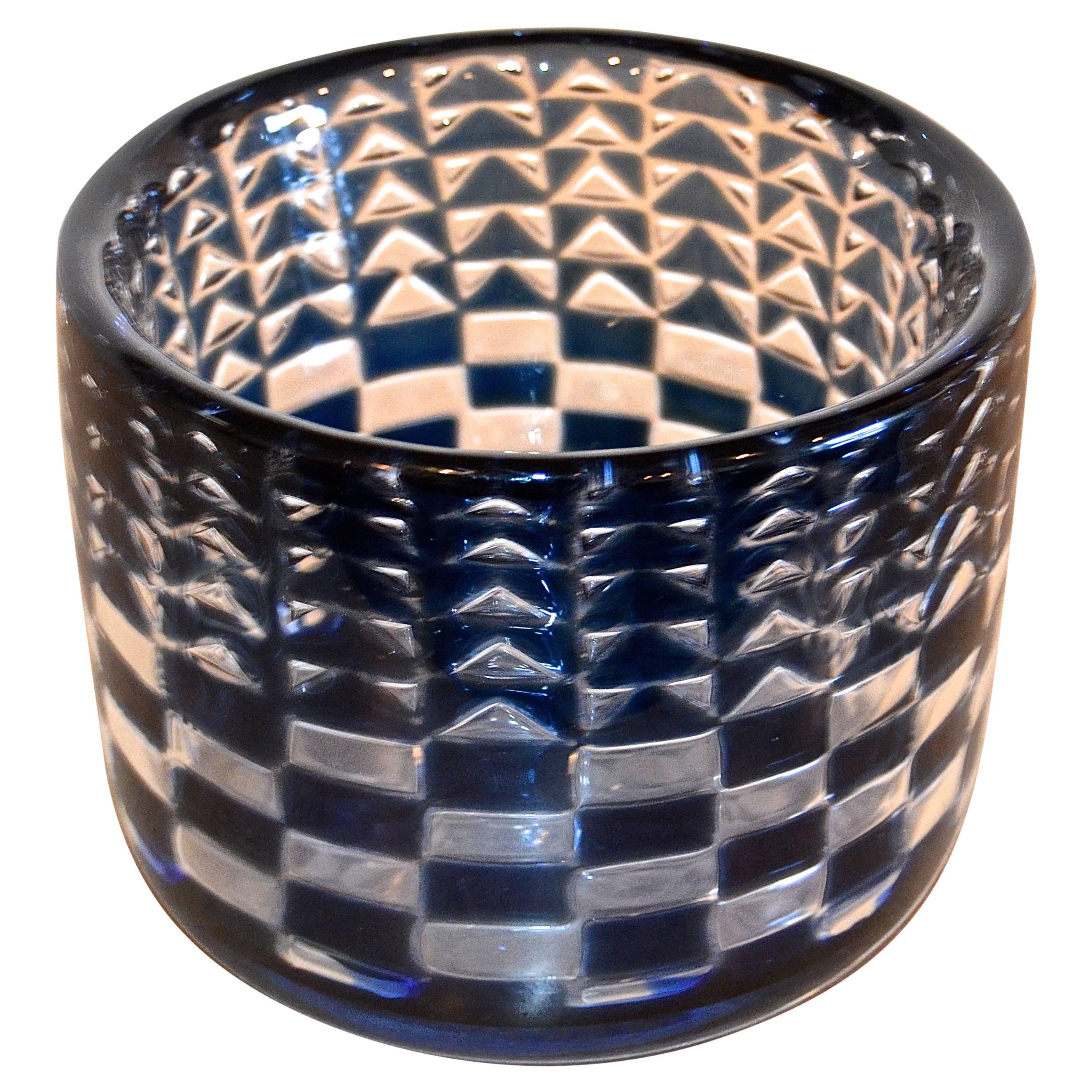 Ingeborg Lundin for Orrefors Geometric "Ariel" Glass Bowl For Sale