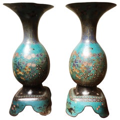 Very Large Pair of Japanese Cloisonne Vases