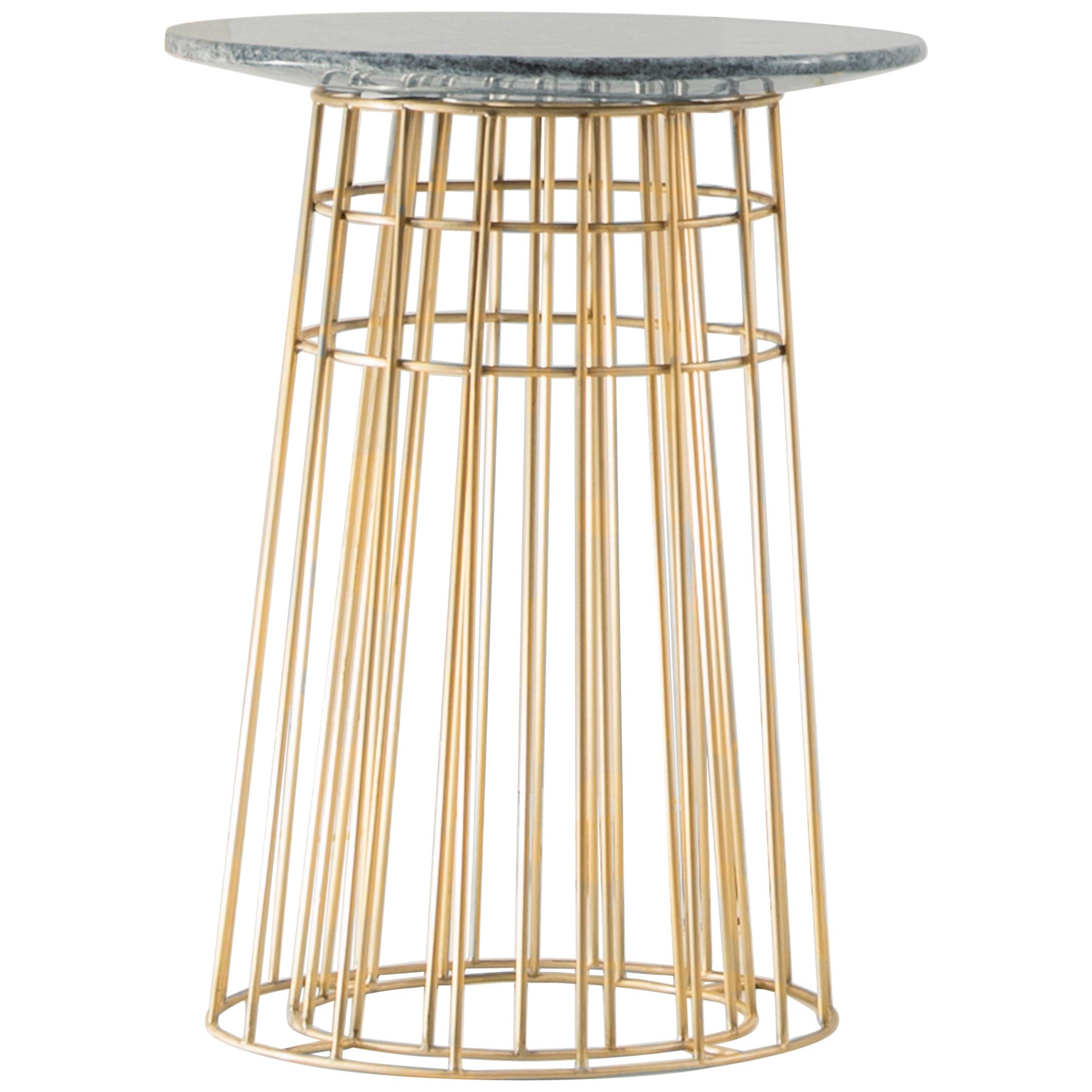 Contemporary Side Table or Tray Table in Granite and Brass