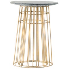 Contemporary Side Table or Tray Table in Granite and Brass