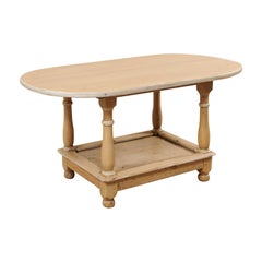 Rustic 19th Century Swedish Bleached & Painted Wood Two-Tier Oval Table