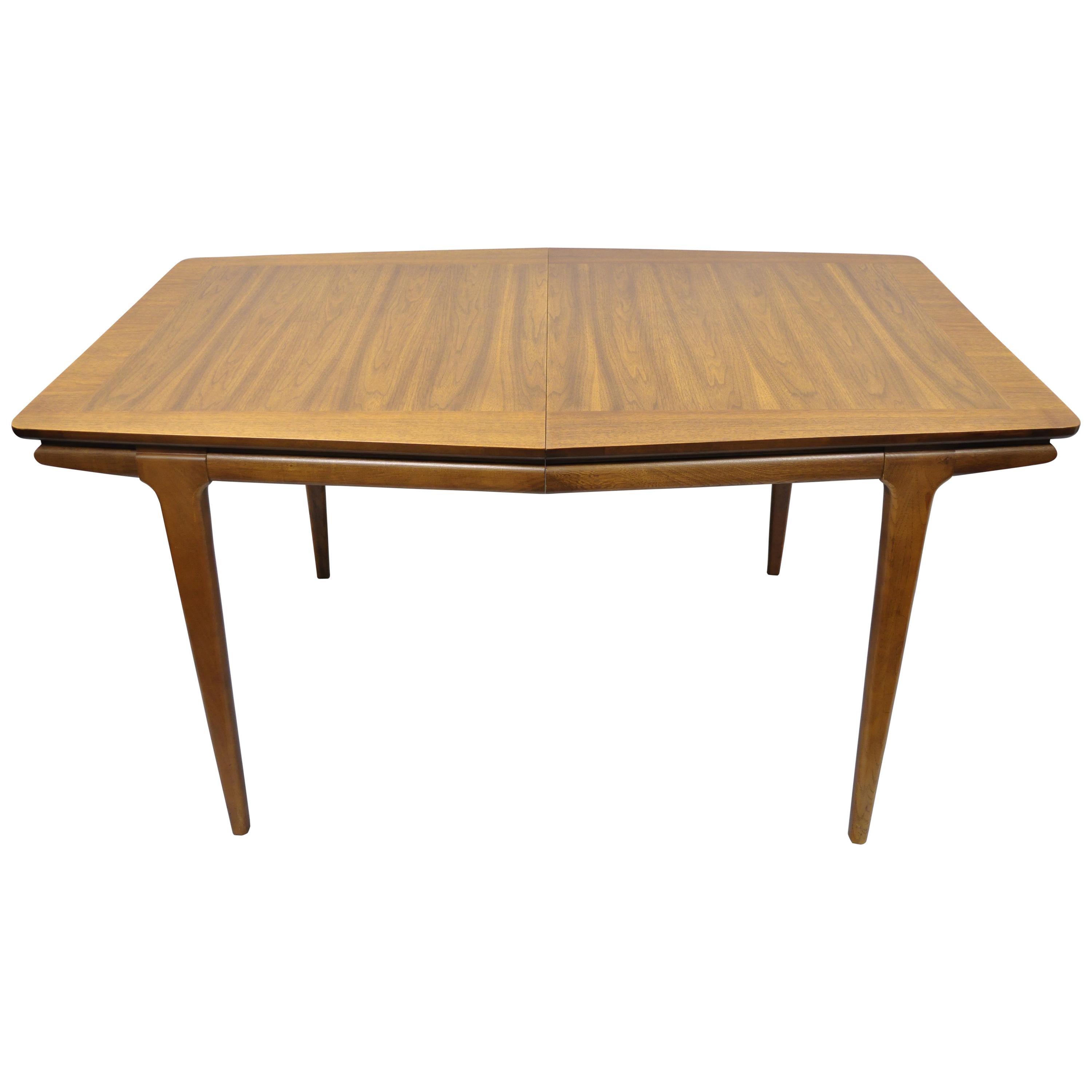 Mid-Century Modern Danish Walnut Sculpted Edge Dining Table with 1 Leaf