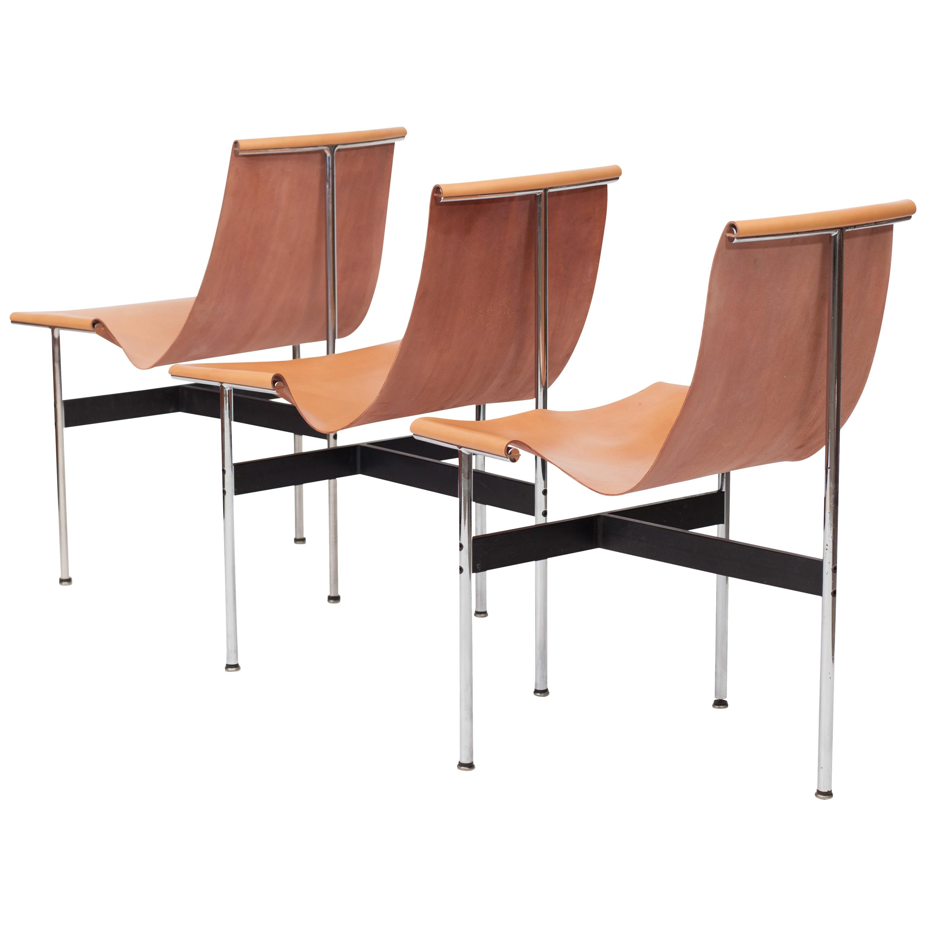 Laverne International T Chairs in Natural Cognac Leather by Ross Littel