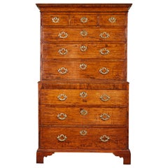 18th Century English Padouk High Chest on Chest, Dated 1793