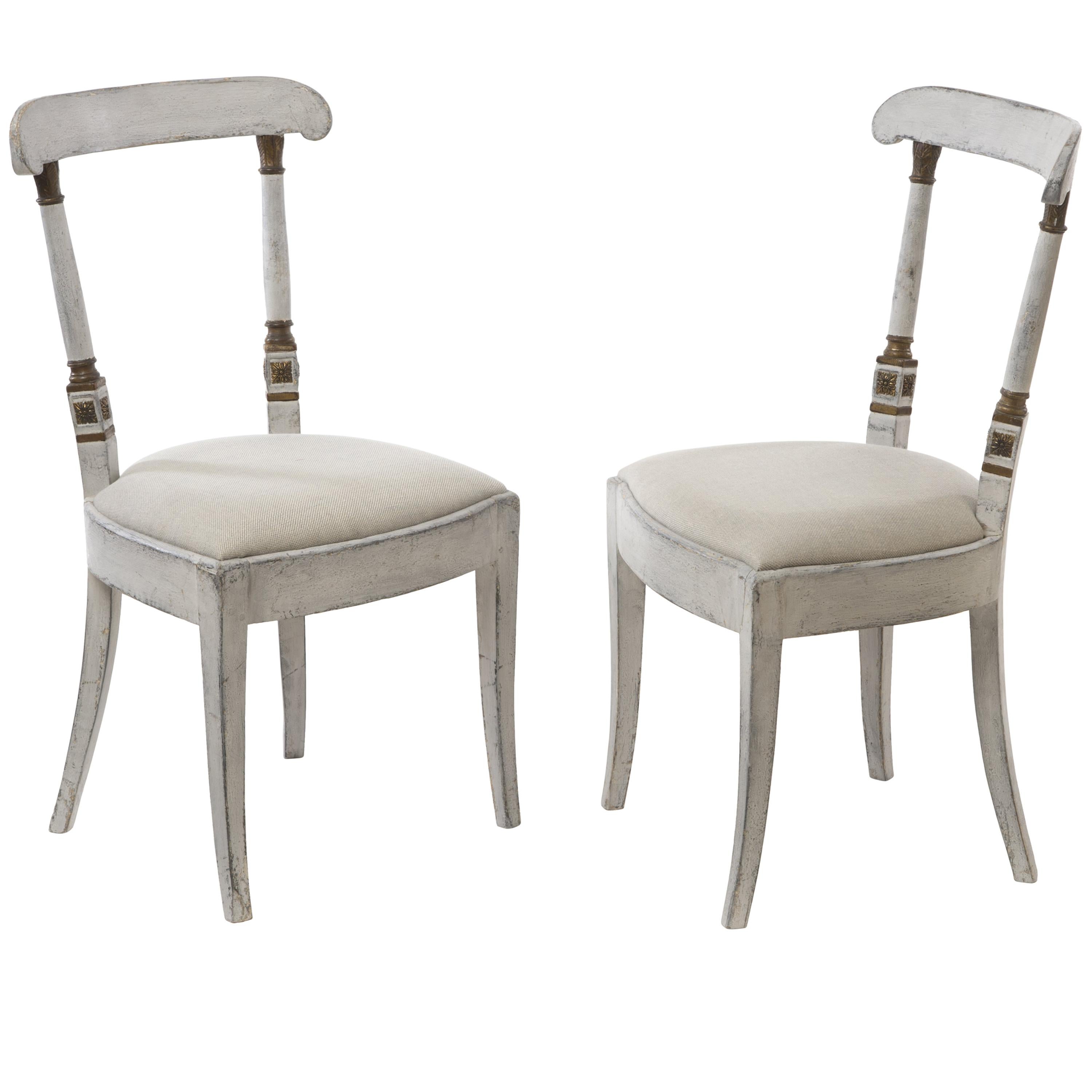 Pair of Exceptional Directoire Style Chairs For Sale