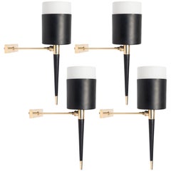 1950s Set of Four Maison Arlus Adjustable Sconces