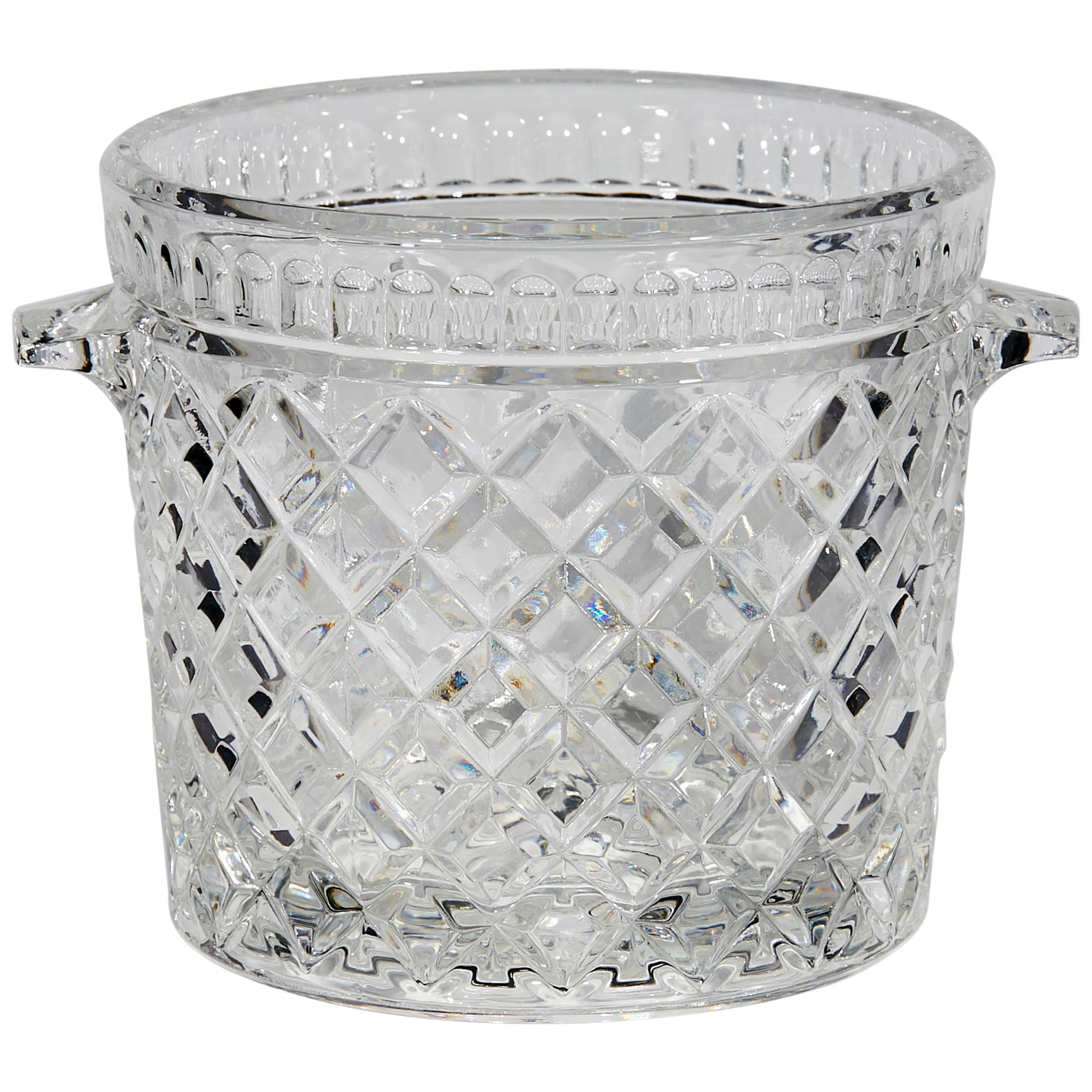 Art Deco Heavy Crystal Ice Bucket with Overall Design For Sale at 1stDibs