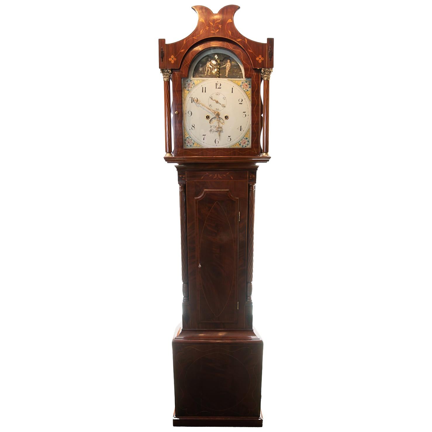 19th Century Small Mahogany William Smith of Crowland Longcase Clock For Sale