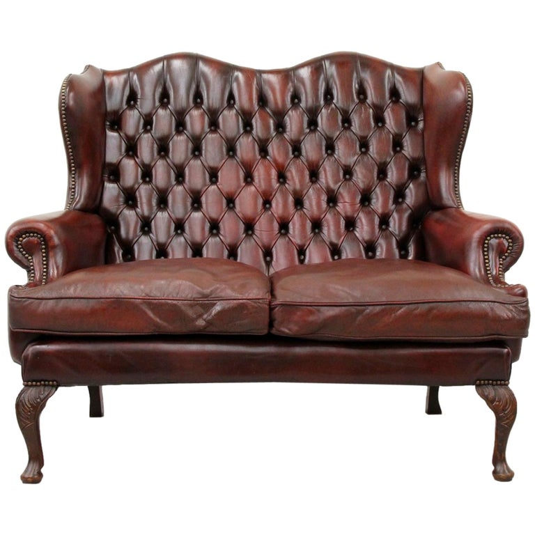 Chesterfield Chippendale Sofa Leather Antique Vintage Couch English Chesterfield Chippendale Sofa Leather Antique Vintage Couch English For