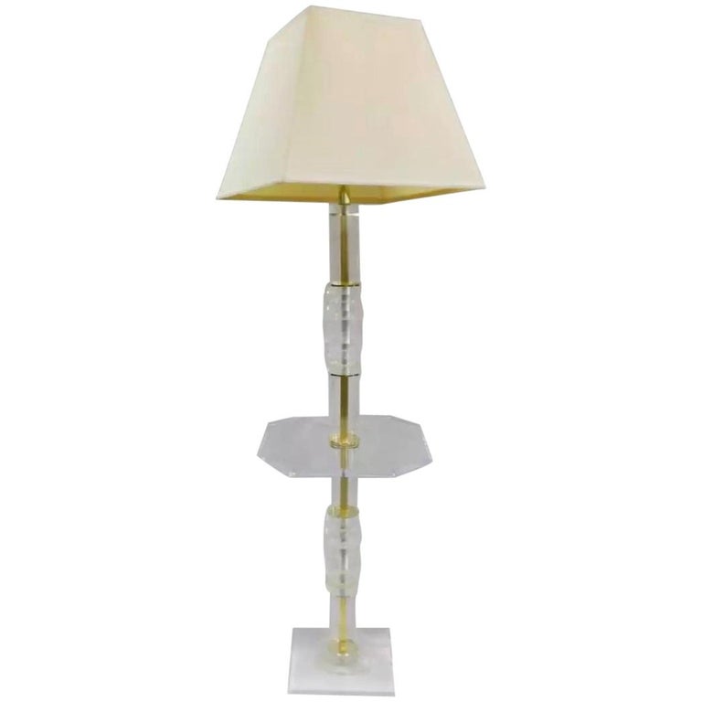 Mcm Lucite Brass Table Floor Lamp Geometric Design For At 1stdibs Mcm Lucite Brass Table Floor Lamp Geometric Design For