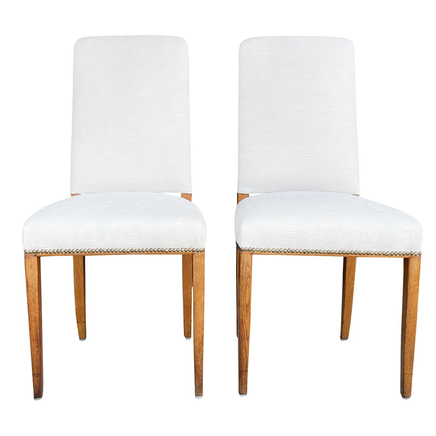 20th Century White Swedish Pair of Vintage Birch Dining Chairs by Carl Malmsten For Sale