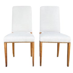 20th Century White Swedish Pair of Birchwood Dining Chairs by Carl Malmsten