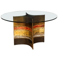 Silas Seandel Bronze Copper Brass Steel Dining Table, USA, 1990s