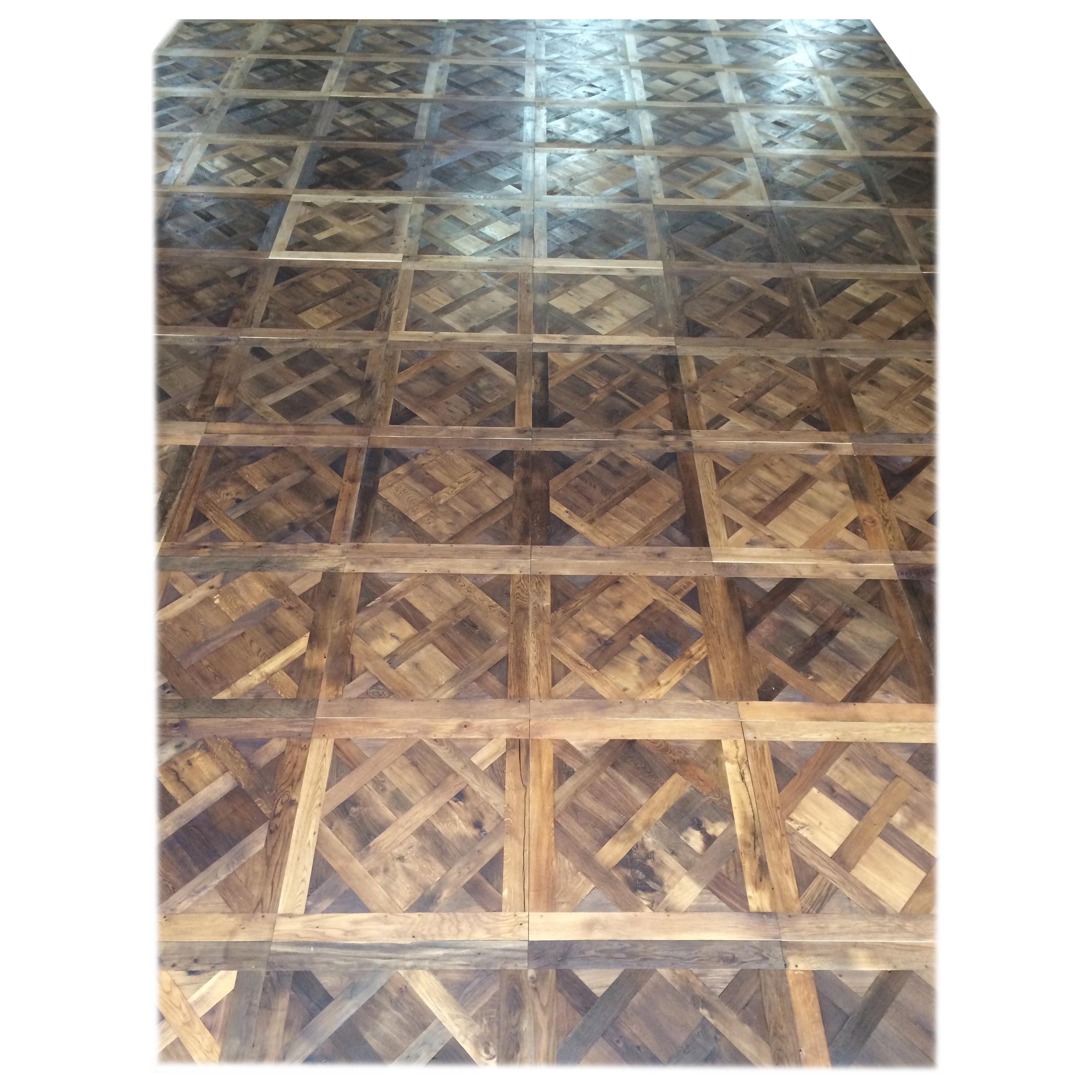 Parquet de France Style Solid Antique Oak Handmade French Tradition, France For Sale