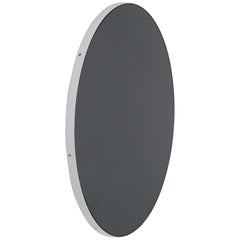 Orbis™ Black Tinted Circular Minimalist Mirror with White Frame - Small