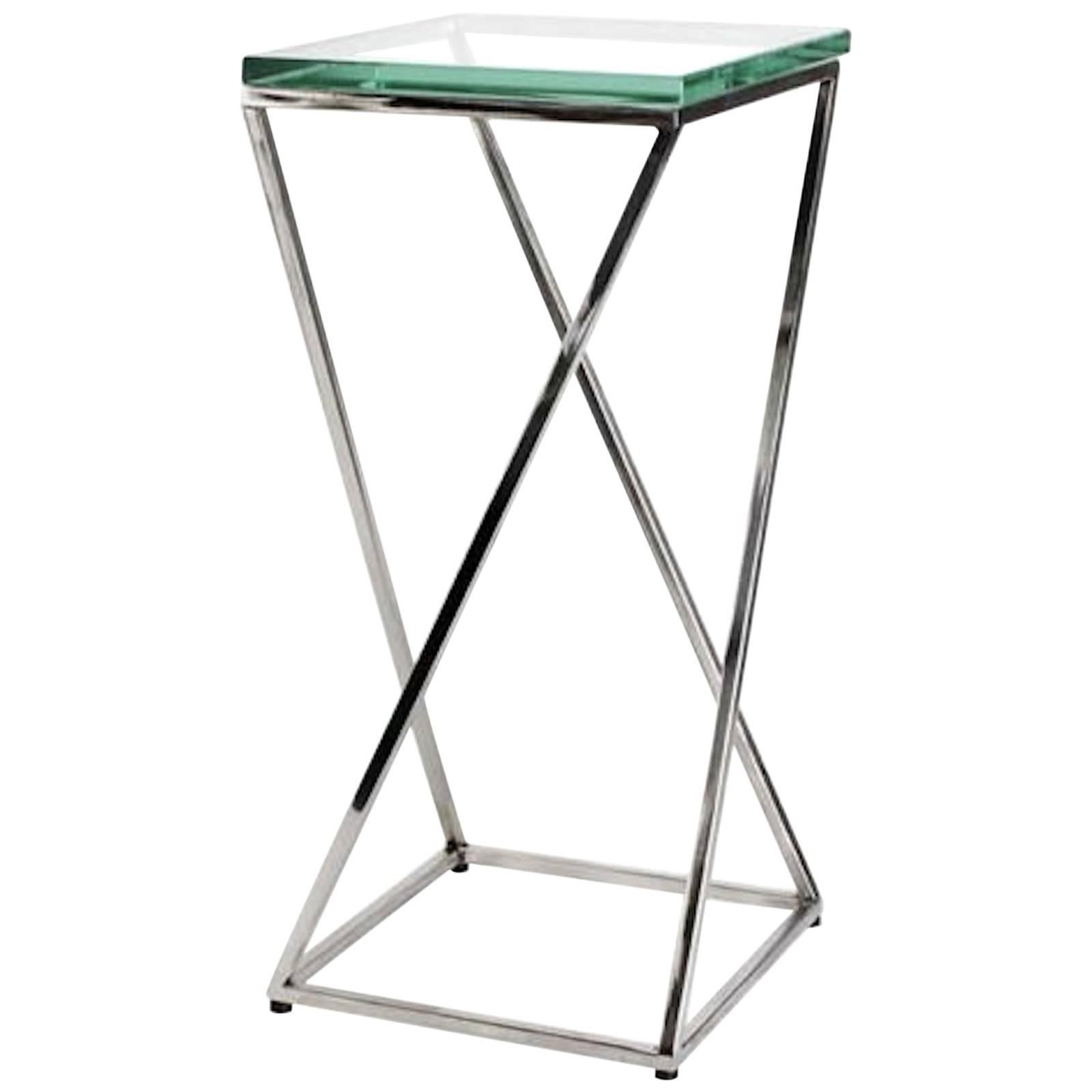 Mesa Cocktail Contemporánea Cuadrada con Tapa de Cristal