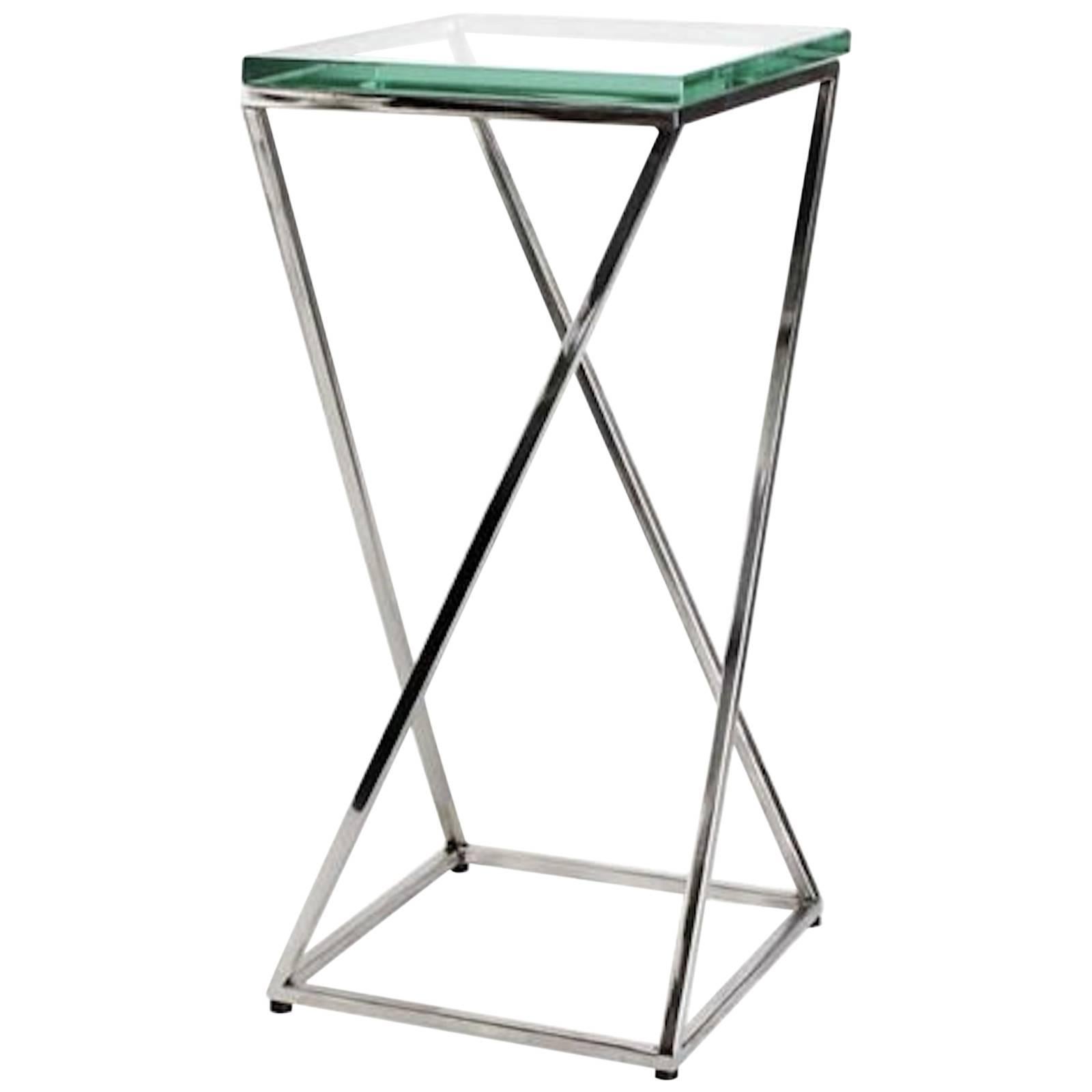 Contemporary Square Glass Top Cocktail Table For Sale