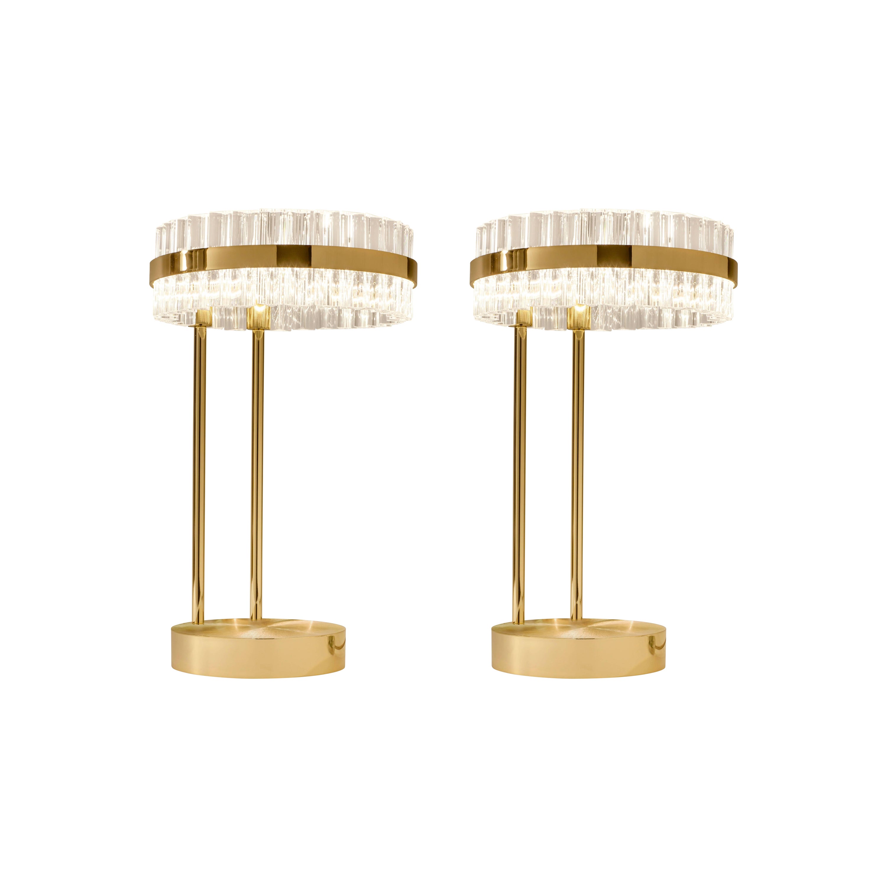 Pair of Saturno Table Lamps Polished Brass For Sale