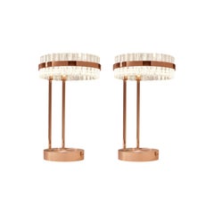 Pair of Saturno Table Lamps Polished Copper