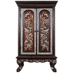 19th Century French Colonial Cabinet with Mother of Pearl