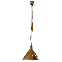 Midcentury Brass Adjustable Counterweight Pulley Pendant by Paavo Tynell, 1950