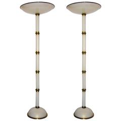 Italian Pair of Minimalist White and Black Murano Glass Floor Lamps 7