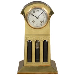 Art Nouveau Brass Cased Mantel Clock