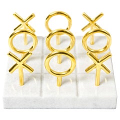 Brass and Marble Tic-Tac-Toe Set