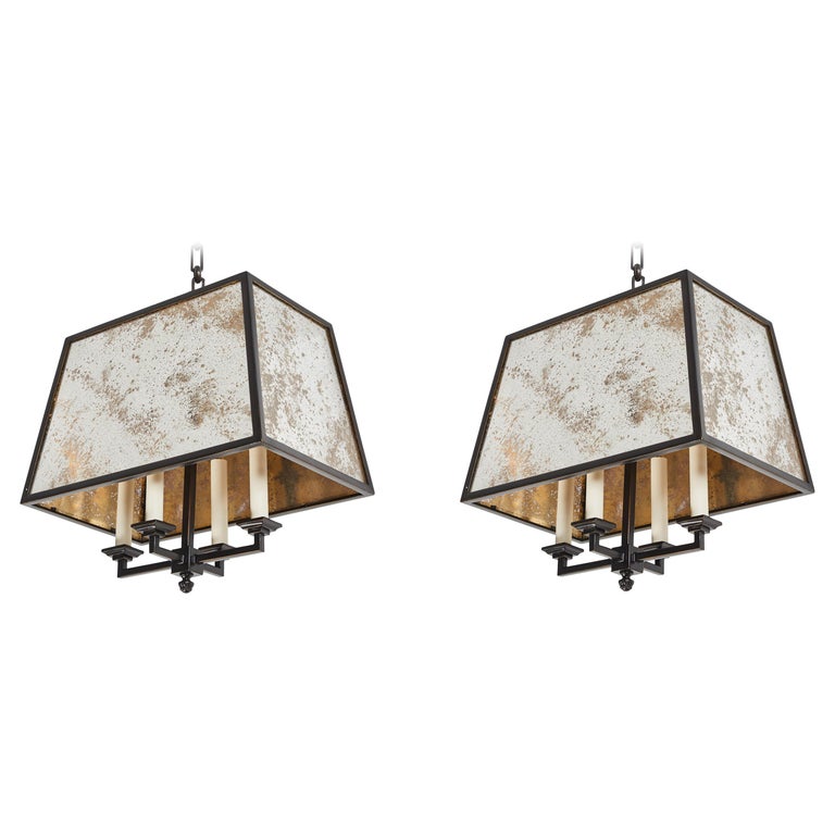 Custom Antique Mirror And Iron Pendants By Paul Ferrante For At Custom Antique Mirror And Iron Pendants By Paul Ferrante For