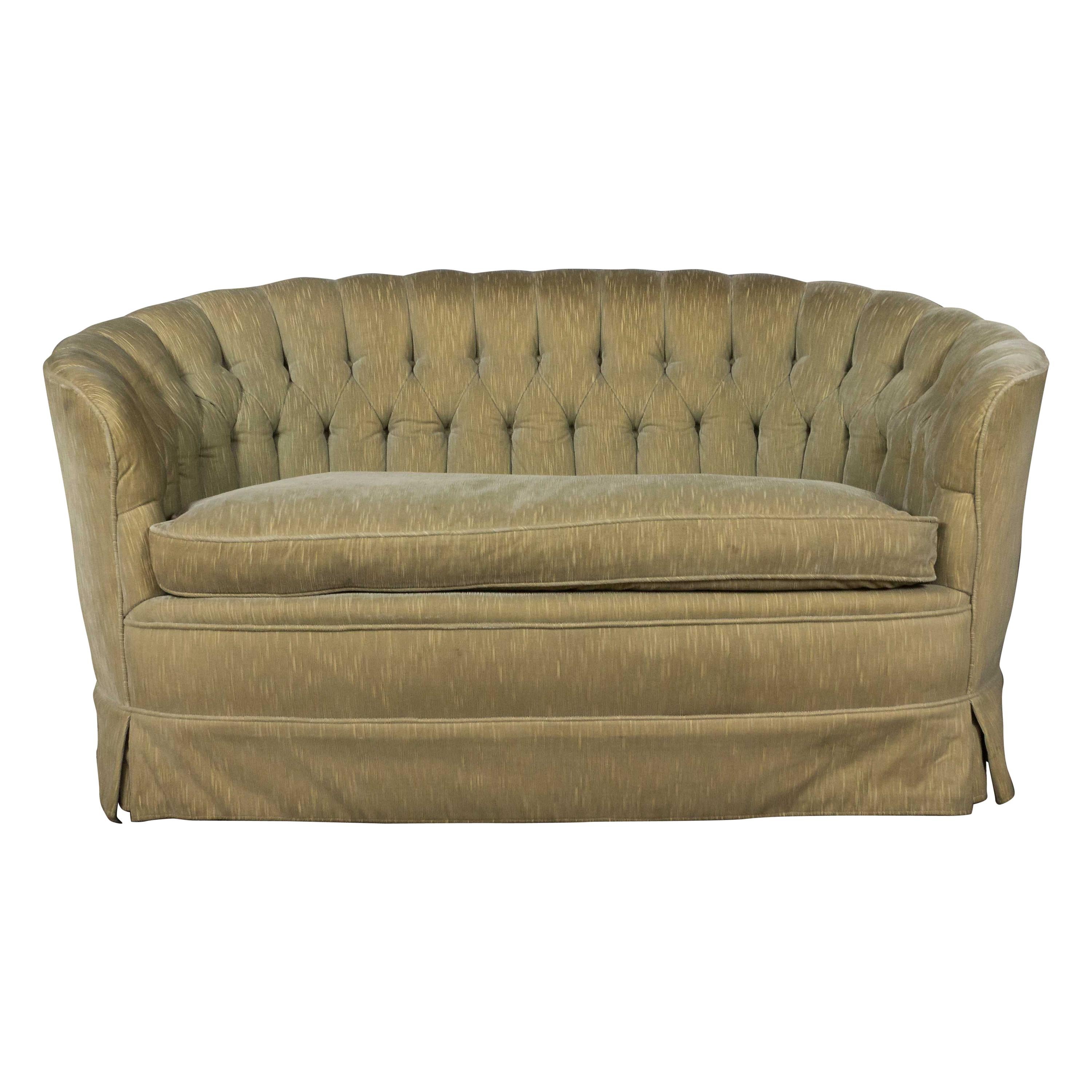 Small Mid Century Tufted Sofa with Loose Seat Cushion