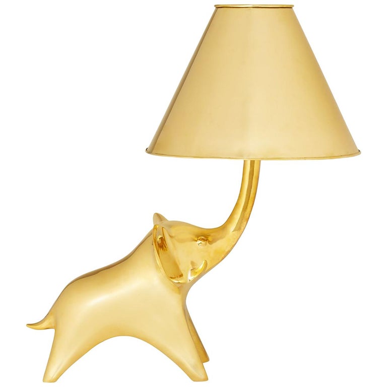Brass Elephant Table Lamp For Sale at 1stDibs