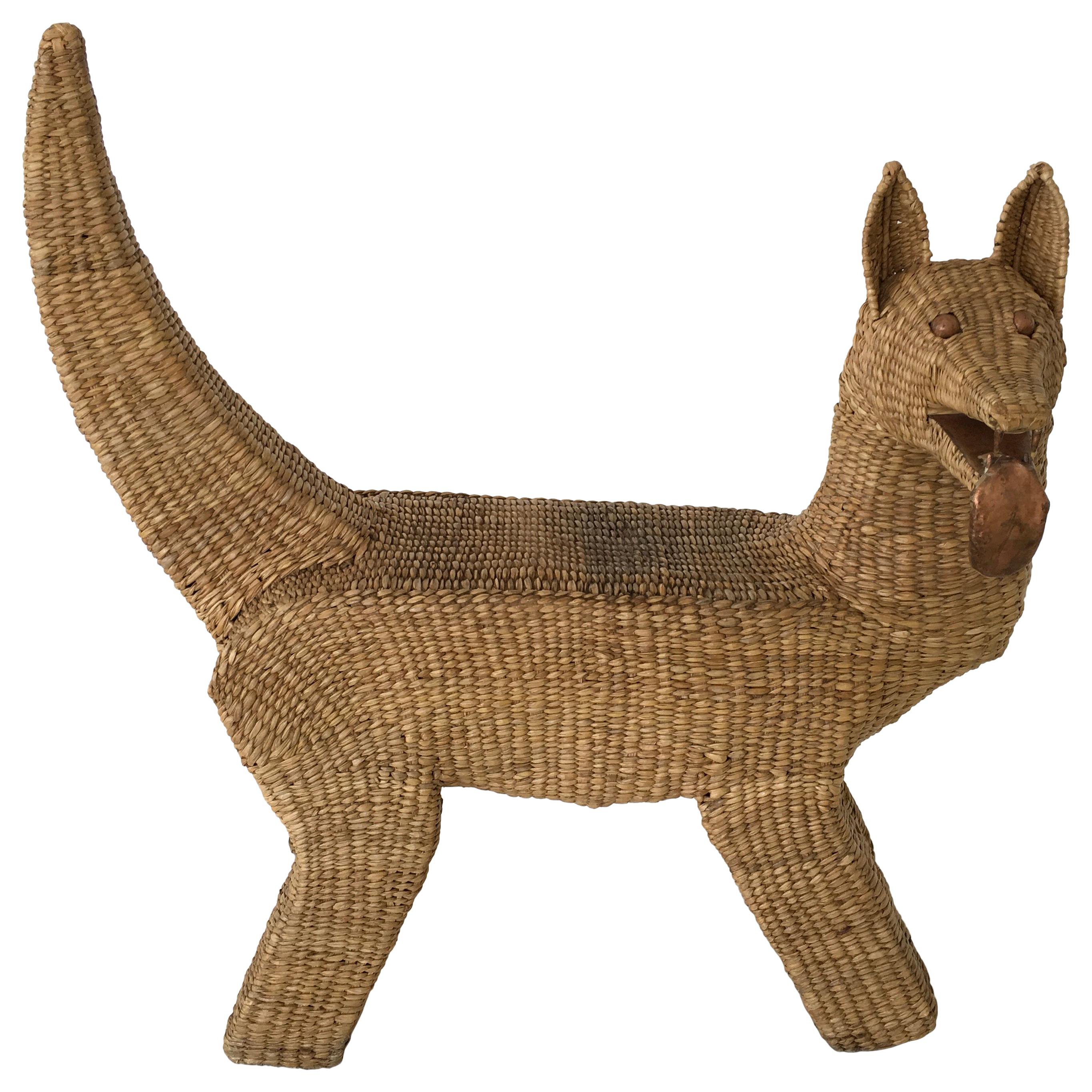 Mario Lopez Torres "Coyote" Bench in Woven Grass For Sale