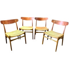 Hans Wegner Set of Four Mid-Century Modern Classic CH23 Dining Chairs