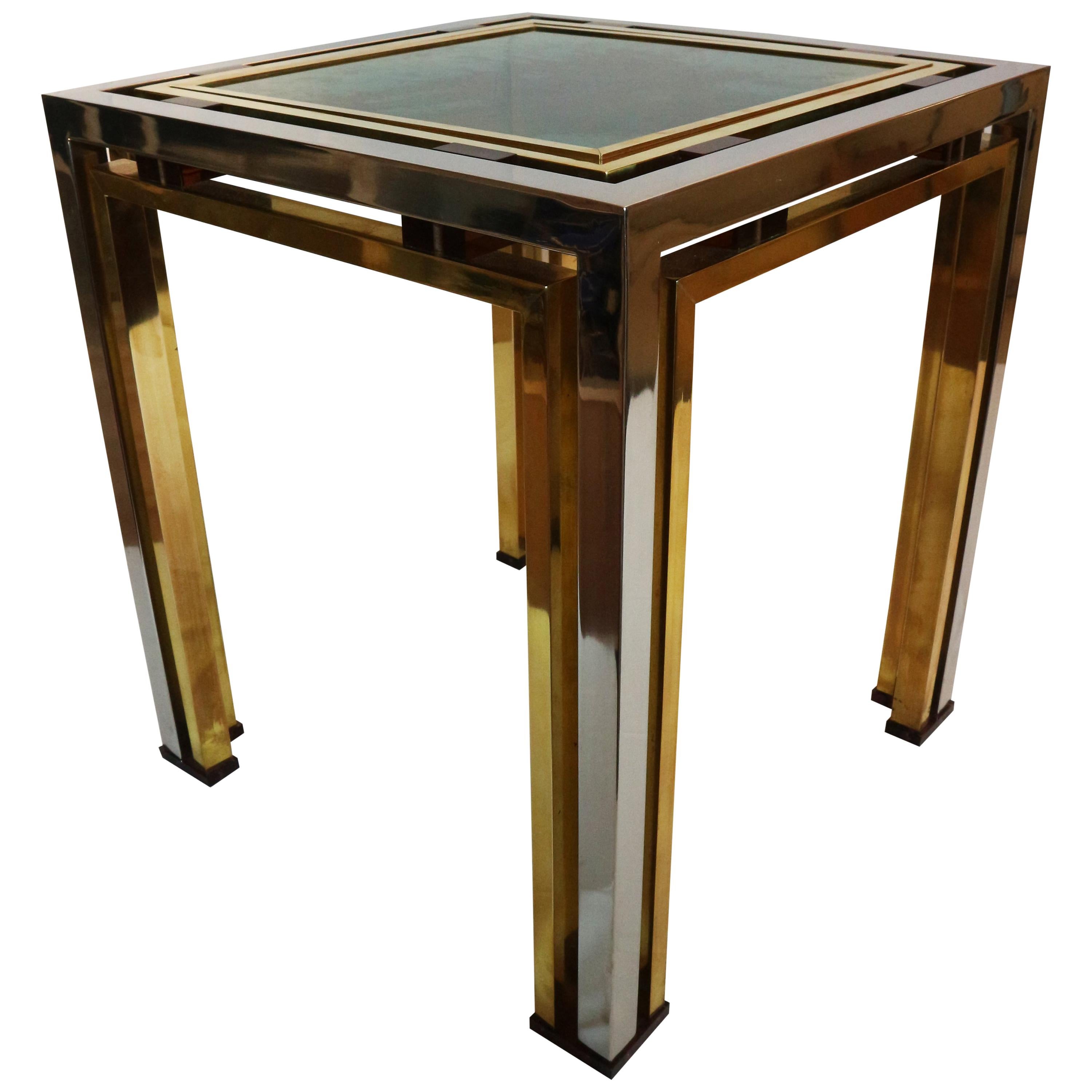 1970s Brass and Chrome Coffee Table by Romeo Rega, Italy