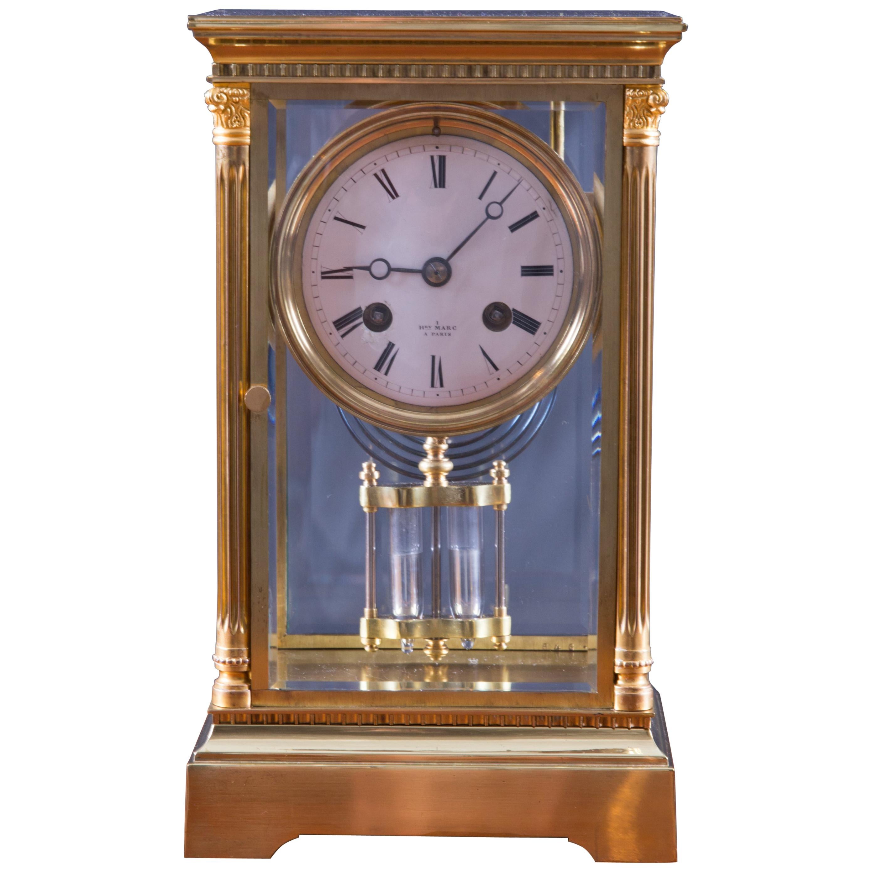 French Four Glass Mantel Clock