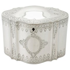 1874 Antique Victorian Sterling Silver Locking Tea Caddy