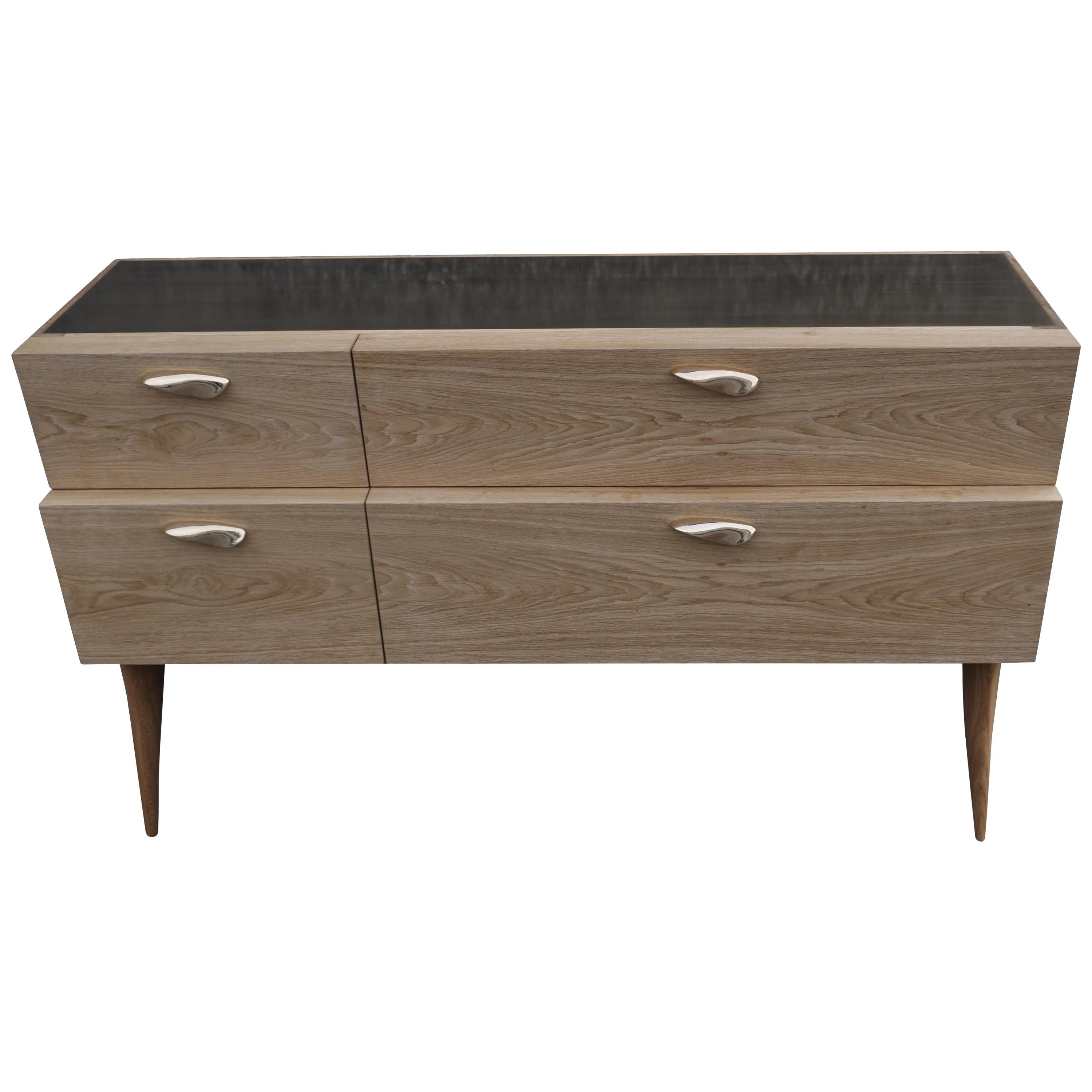 Modern Sideboard 'Xuni' Brass Top Handcrafted with European or Exotic Woods im Angebot