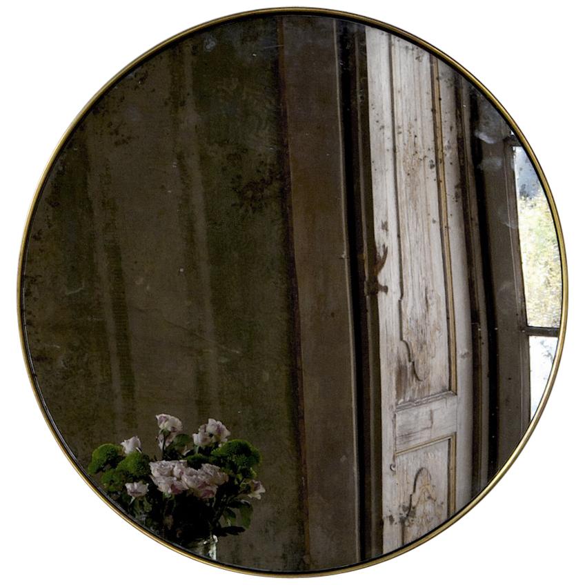 "Diafani" brass adjustable wall mirror, handcrafted with antique silver finish. For Sale