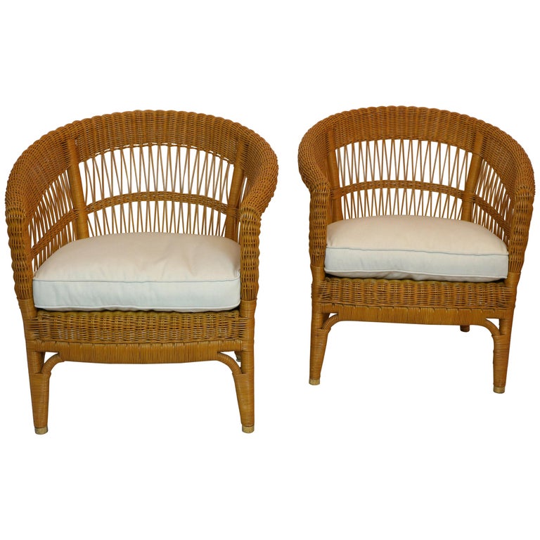 Bonacina Pair of Rattan Chairs, Designed Tito Agnoli, circa 1960s 1