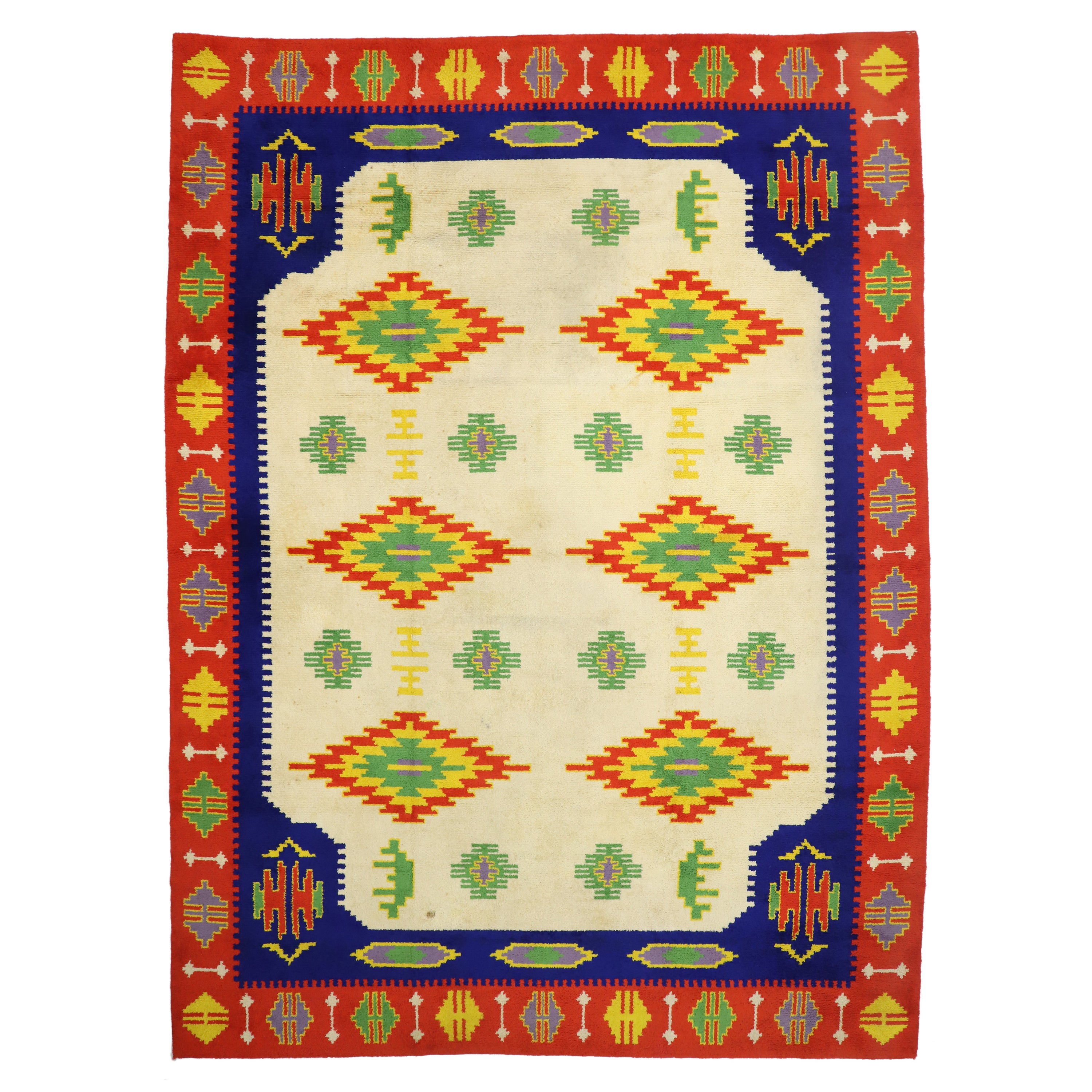 Vintage moroccan RABAT rug rare green field at 1stDibs