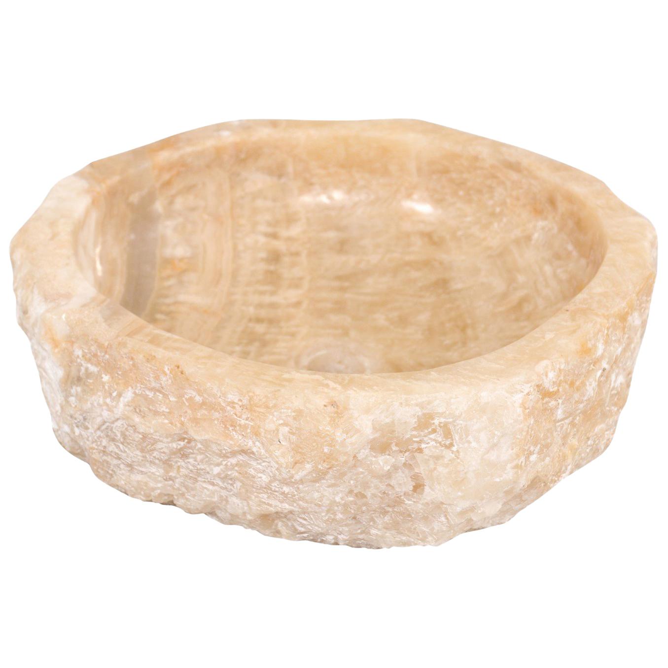 Round Onyx Sink Basin in Cream Color For Sale