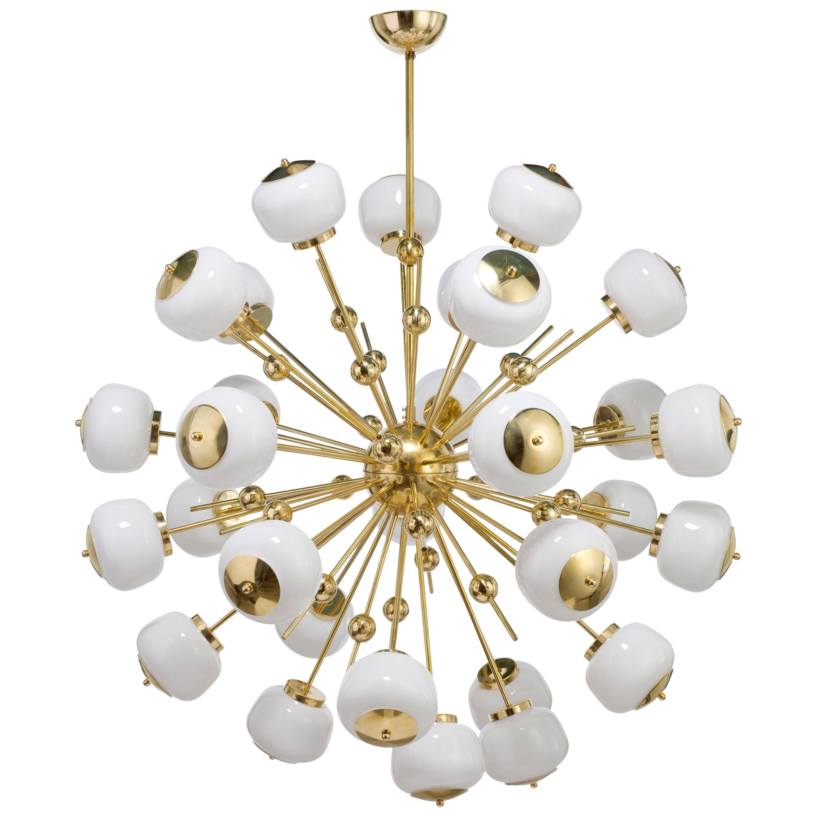 Mid-Century Modern Style, Sputnik Chandelier with Murano Glass Orbs (US Spec)