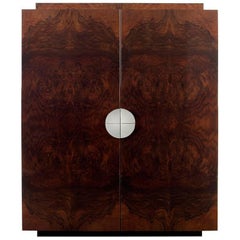 Armoire à boissons Bond, placage en ronce de noyer brillant avec intérieur en érable