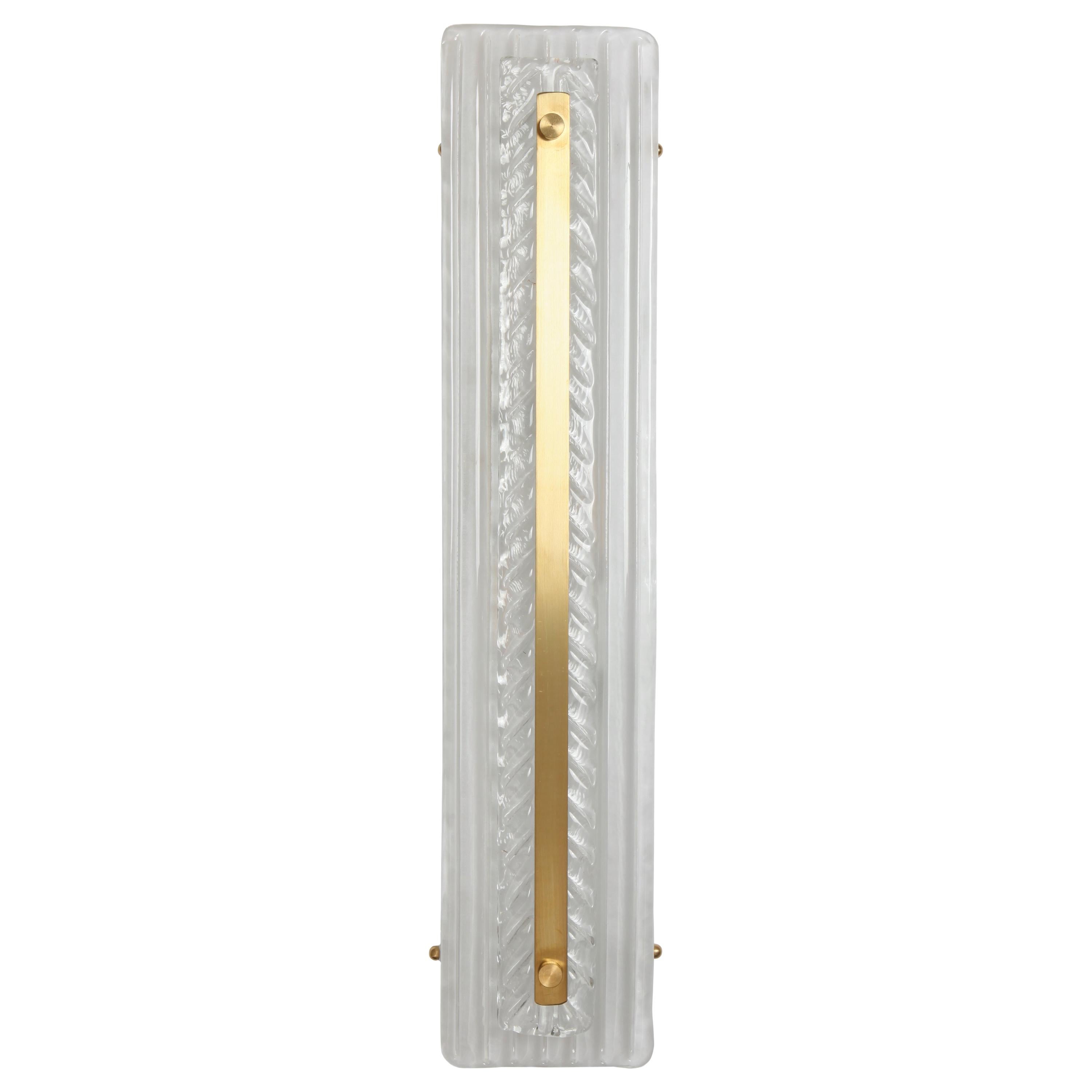 Feather Wall Sconce in Murano Glass with Brass Strip Detail (US Specification)